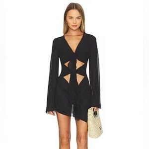 Bananhot Black Cutout Long Sleeve Mini Dress